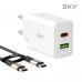 스카이 필 Q2D 45W PPS PD 듀얼 포트 A, C타입 초고속 충전 어댑터 + 60W C to C 1.2M 케이블